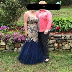 Blue & Gold Prom Dress